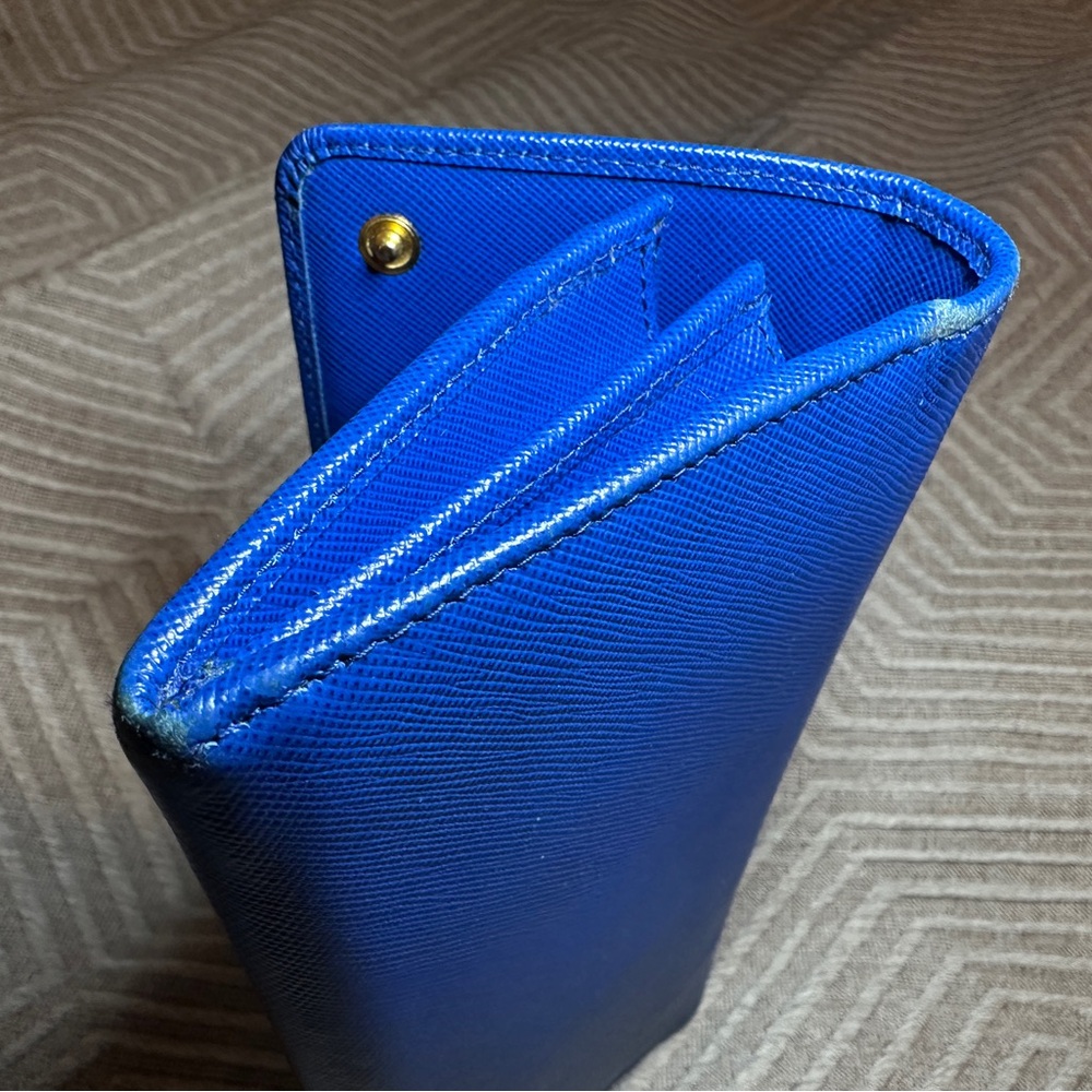 Authentic Prada Royal Blue Wallet with Gold Accents - Picture 6 of 9